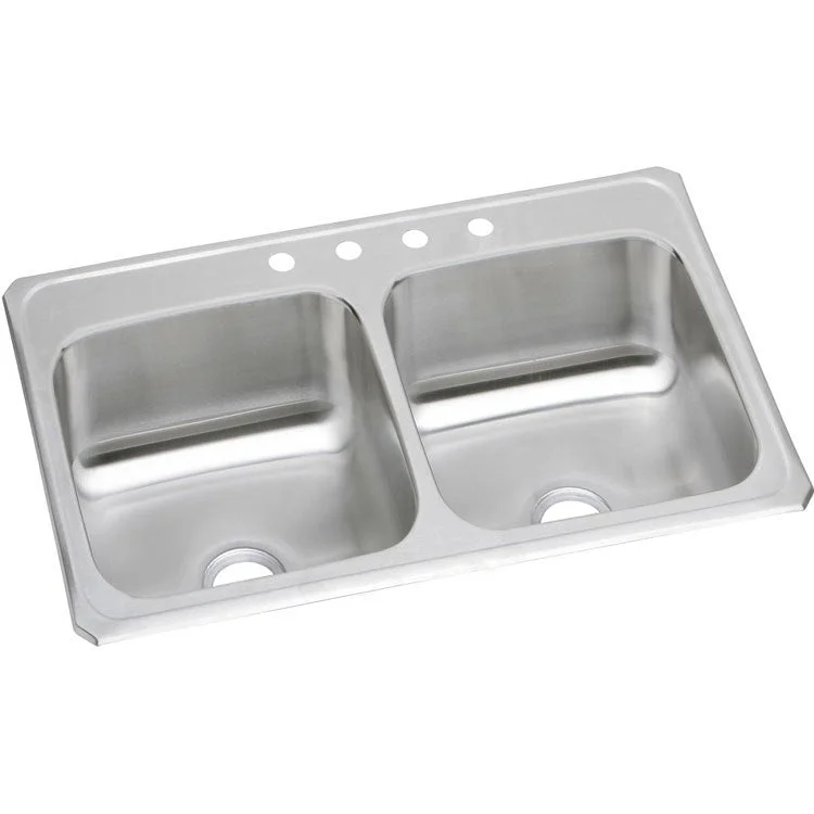 Gourmet Celebrity 33" Double Bowl Stainless Steel Drop-In Kitchen Sink with 1 Hole