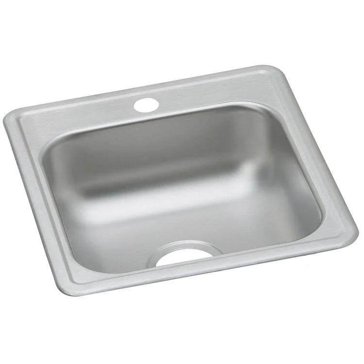 Bar Sink Dayton 17 x 21 Inch Single Bowl 1 Hole ADA Satin Drop-In Rectangle Drain Size 3-1/2 Inch