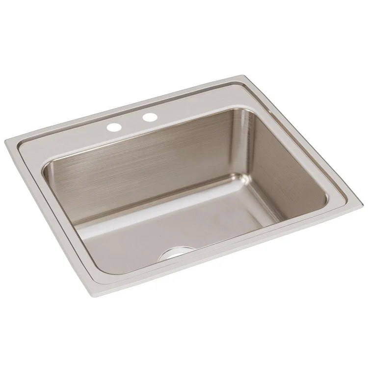 Lustertone Classic 25" Single Bowl Stainless Steel Drop-In Kitchen/Laundry Sink with 2 Holes