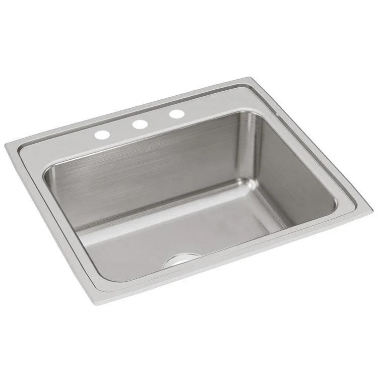 Lustertone Classic 25" Single Bowl Stainless Steel Drop-In Kitchen/Laundry Sink with 3 Holes