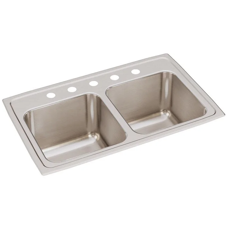 Kitchen Sink Lustertone Classic 29 x 18 Inch Double Bowl Equal 5 Hole Lustertone Classic Top Mount