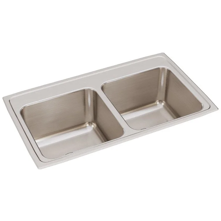 Kitchen Sink Lustertone Classic 33 x 19.5 Inch Double Bowl Equal Lustrous Satin Drop-In 10-1/8 Inch