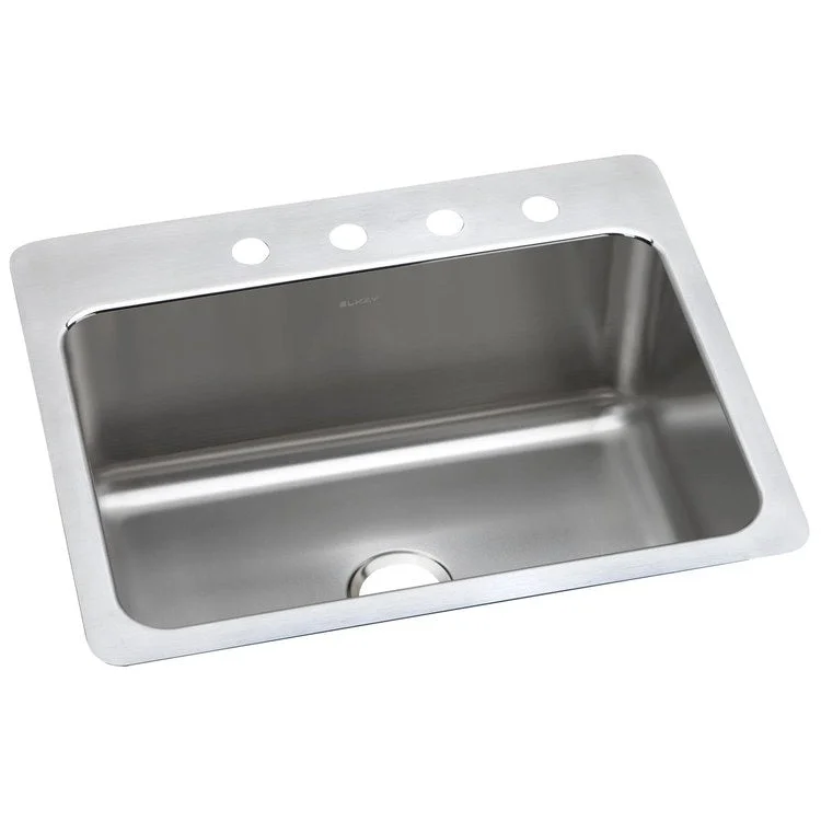 Kitchen Sink Lustertone Classic 27 x 22 Inch Single Bowl 5 Hole Lustrous Highlighted Satin Top Mount Undermount