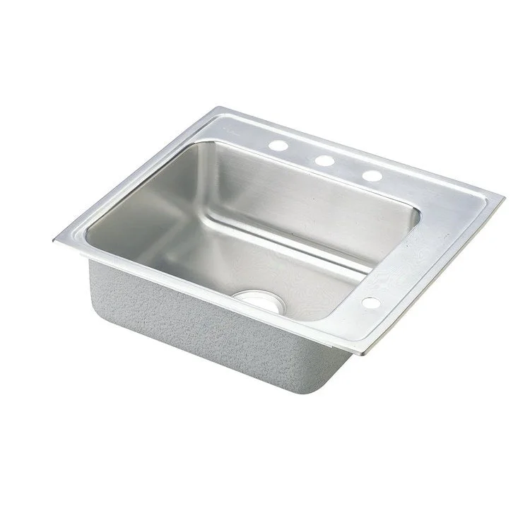 Classroom Sink Lustertone 22 x 19.5 Inch Single Bowl ADA Rectangular Right 3 Hole Lustrous Satin Drop-In Minimum Cabinet Size 27 Inch 4 Inch 18 Gauge Bottom Only Pads