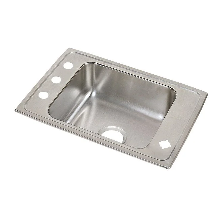 Classroom Sink Lustertone 25 x 17 Inch Single Bowl ADA 4 Hole Lustrous Satin Drop-In Minimum Cabinet Size 30 Inch 4 Inch 18 Gauge Bottom Only Pads 64090012 Mounting Hardware Included for Countertops Up to 3/4IN