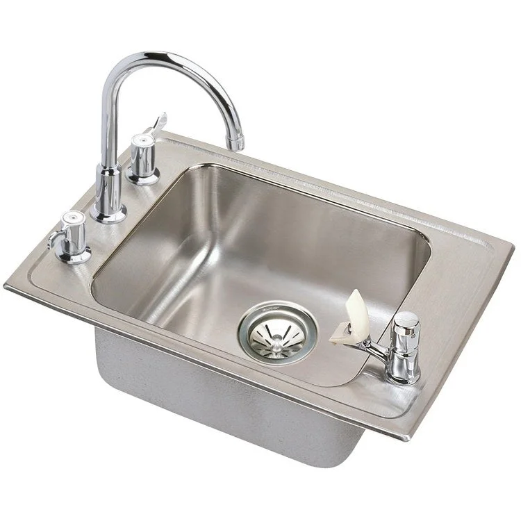 Classroom Sink Lustertone 25 x 17 x 6-1/2 Inch 6-3/8 Inch Kit with Filter 1 Bowl ADA with Filter 4 Hole Lustrous Satin Drop-In 30 Inch