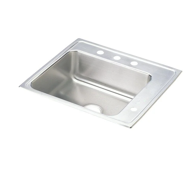 Classroom Sink Lustertone 25 x 22 Inch Single Bowl ADA Right Lustrous Satin Drop-In Minimum Cabinet Size 30 Inch 4 Inch 18 Gauge Bottom Only Pads 64090012 Mounting Hardware Included for Countertops Up to 3/4IN