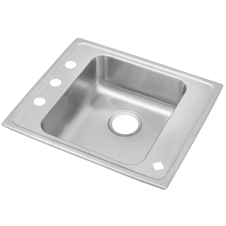 Classroom Sink Lustertone 25 x 22 Inch Single Bowl ADA 2LM Hole Lustrous Satin Drop-In Minimum Cabinet Size 30 Inch 4-1/2 Inch 18 Gauge Bottom Only Pads 64090012 Mounting Hardware Included for Countertops Up to 3/4IN