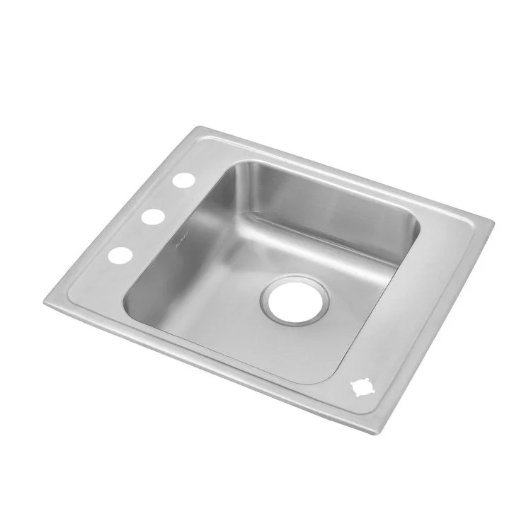 Classroom Sink Lustertone 25 x 22 Inch Single Bowl ADA 4 Hole Lustrous Satin Drop-In Minimum Cabinet Size 30 Inch 4-1/2 Inch 18 Gauge Bottom Only Pads 64090012 Mounting Hardware Included for Countertops Up to 3/4IN