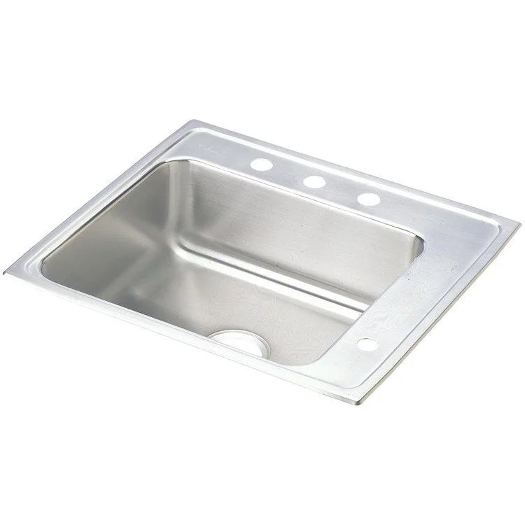 Classroom Sink Lustertone 25 x 22 Inch Single Bowl ADA Right Lustrous Satin Drop-In Minimum Cabinet Size 30 Inch 5 Inch 18 Gauge Bottom Only Pads 64090012 Mounting Hardware Included for Countertops Up to 3/4IN