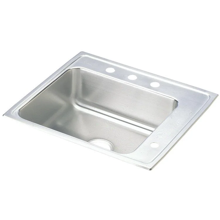 Classroom Sink Lustertone 25 x 22 Inch Single Bowl ADA Right Lustrous Satin Drop-In Minimum Cabinet Size 30 Inch 5-1/2 Inch 18 Gauge Bottom Only Pads 64090012 Mounting Hardware Included for Countertops Up to 3/4IN