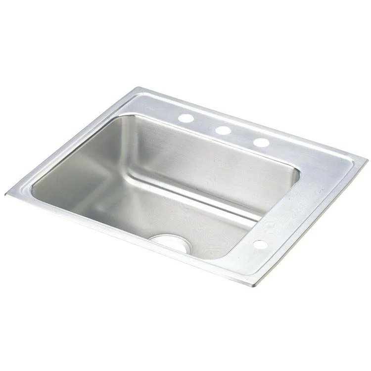 Lustertone Classic 25" Single Bowl Stainless Steel Drop-In ADA Classroom Sink with 3 Holes