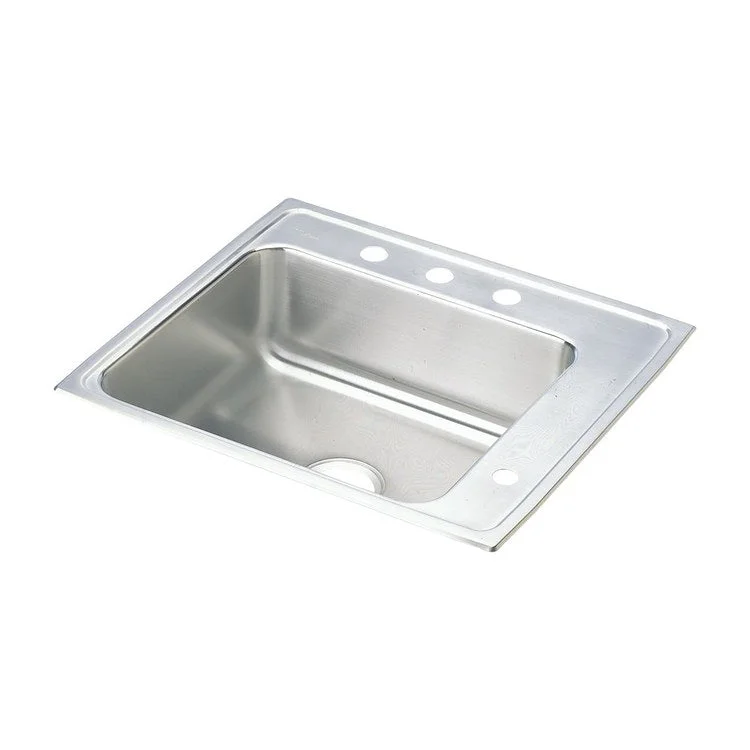 Classroom Sink Lustertone 25 x 22 Inch Single Bowl ADA Right 2 Hole Lustrous Satin Drop-In Minimum Cabinet Size 30 Inch 6-1/2 Inch 18 Gauge Bottom Only Pads 64090012 Mounting Hardware Included for Countertops Up to 3/4IN