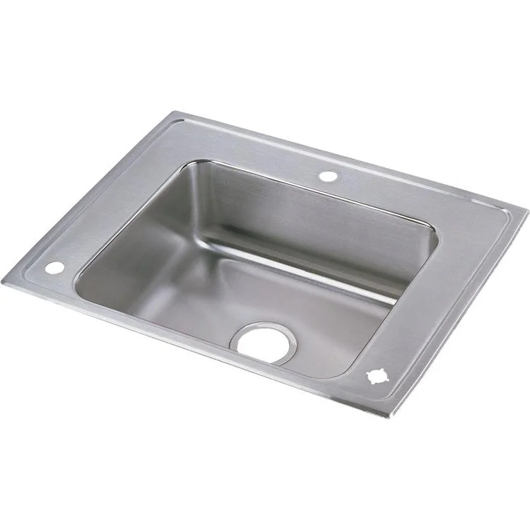 Classroom Sink Lustertone 28 x 22 Inch Single Bowl ADA Lustrous Satin Drop-In Minimum Cabinet Size 33 Inch 4 Inch 18 Gauge Bottom Only Pads 64090012 Mounting Hardware Included for Countertops Up to 3/4IN