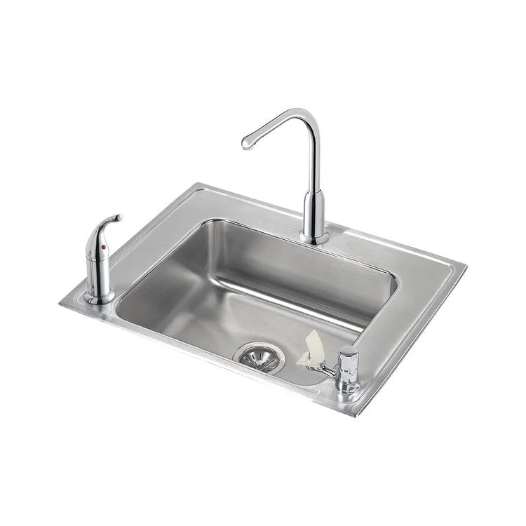 Classroom Sink Lustertone 28 x 22 x 4-1/2 Inch 4-3/8 Inch 1 Bowl ADA Left 3 Hole Lustrous Satin Drop-In 33 Inch