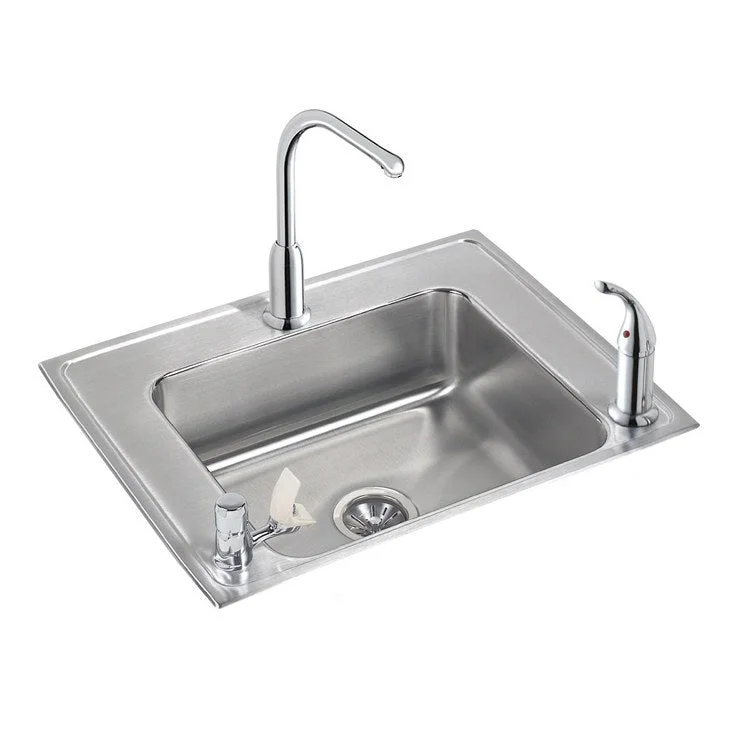 Classroom Sink Lustertone 28 x 22 x 5-1/2 Inch 5-3/8 Inch 1 Bowl ADA Left 3 Hole Lustrous Satin Drop-In 33 Inch