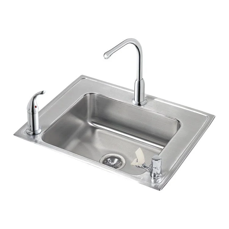 Classroom Sink Lustertone 28 x 22 x 6-1/2 Inch 6-3/8 Inch 1 Bowl ADA Left 3 Hole Lustrous Satin Drop-In 33 Inch