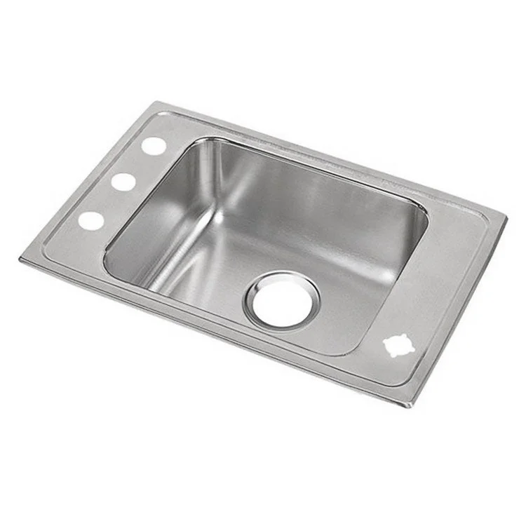 Classroom Sink Lustertone 31 x 19.5 Inch Single Bowl ADA 2LM Hole Lustrous Satin Drop-In Minimum Cabinet Size 36 Inch 4-1/2 Inch 18 Gauge Bottom Only Pads 64090014 Mounting Hardware Included for Countertops Up to 3/4IN