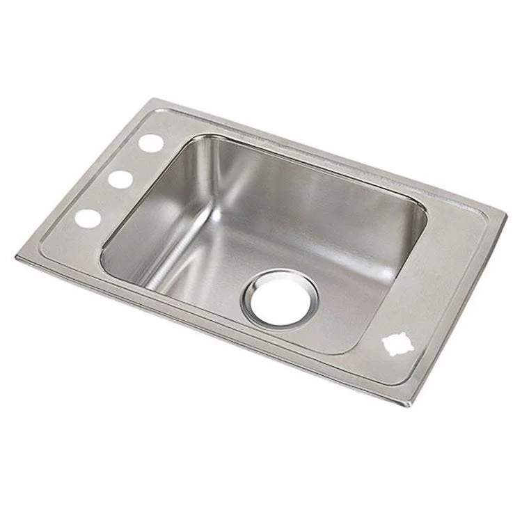 Classroom Sink Lustertone 31 x 19.5 Inch Single Bowl ADA 4 Hole Lustrous Satin Drop-In Minimum Cabinet Size 36 Inch 4-1/2 Inch 18 Gauge Bottom Only Pads 64090014 Mounting Hardware Included for Countertops Up to 3/4IN