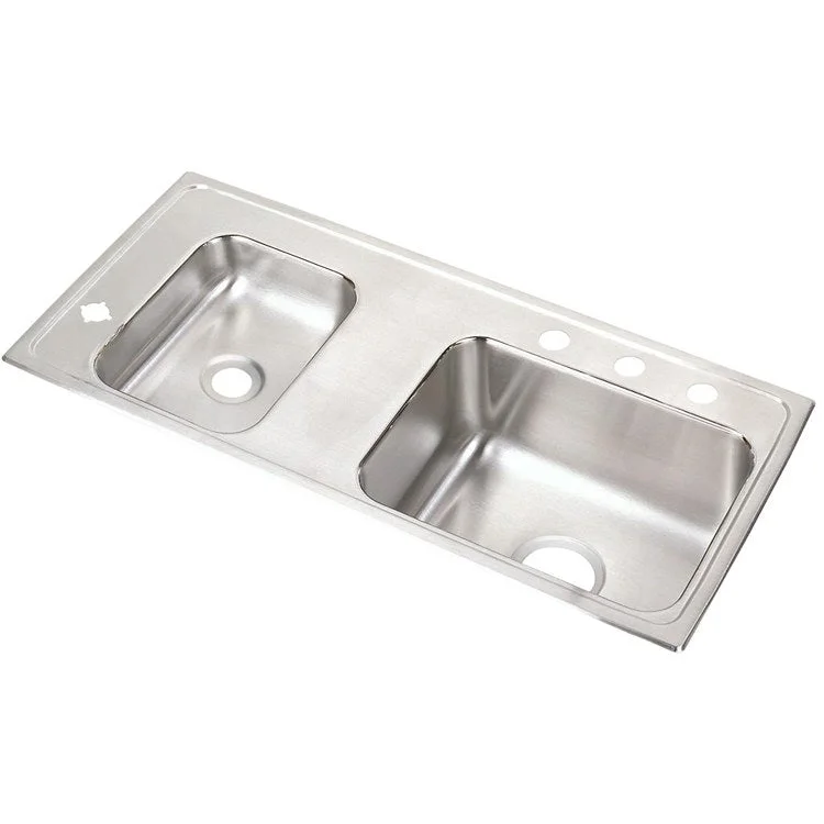 Lustertone Classic 37-1/4" Double Bowl Stainless Steel Drop-In ADA Classroom Sink with 4 Holes