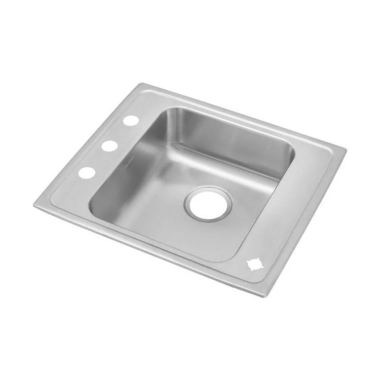 Classroom Sink Lustertone 22 x 19.5 Inch Single Bowl ADA 2 Hole Lustrous Satin Drop-In Minimum Cabinet Size 27 Inch 6-1/2 Inch Quick Clip Mounting System 18 Gauge Bottom Only Pads Mounting Hardware Included for Up to 3/4IN Countertop