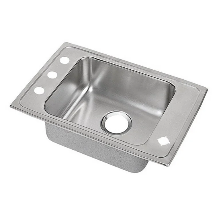 Classroom Sink Lustertone 25 x 17 Inch Single Bowl ADA 2LM Hole Lustrous Satin Drop-In Minimum Cabinet Size 30 Inch 4-1/2 Inch Quick Clip Mounting System 18 Gauge Bottom Only Pads Mounting Hardware Included for Up to 3/4IN Countertop