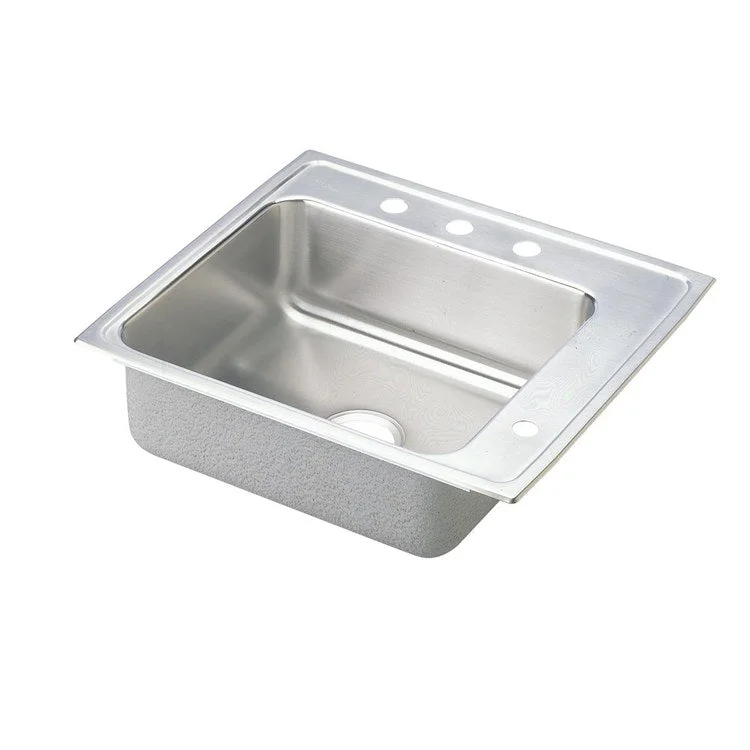 Classroom Sink Lustertone 25 x 22 Inch Single Bowl ADA Right Lustrous Satin Drop-In Minimum Cabinet Size 30 Inch 4 Inch Quick Clip Mounting System 18 Gauge Bottom Pads Only Mounting Hardware Included for Up to 3/4IN Countertop