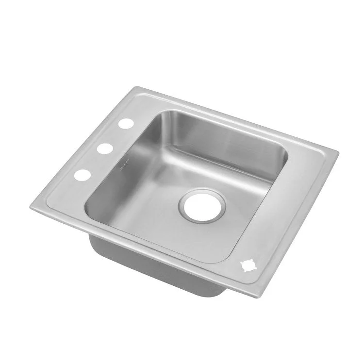 Classroom Sink Lustertone 25 x 22 Inch Single Bowl ADA 2LM Hole Lustrous Satin Drop-In Minimum Cabinet Size 30 Inch 4-1/2 Inch Quick Clip Mounting System 18 Gauge Bottom Pads Only Mounting Hardware Included for Up to 3/4IN Countertop