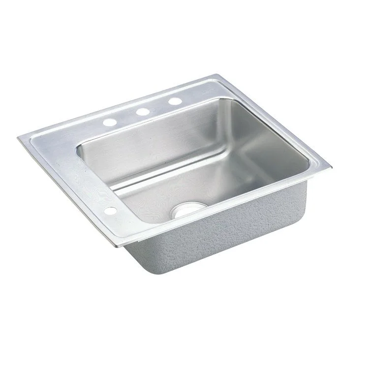 Classroom Sink Lustertone 25 x 22 Inch Single Bowl ADA Left 4 Hole Lustrous Satin Drop-In Minimum Cabinet Size 30 Inch 4-1/2 Inch Quick Clip Mounting System 18 Gauge Bottom Pads Only Mounting Hardware Included for Up to 3/4IN Countertop