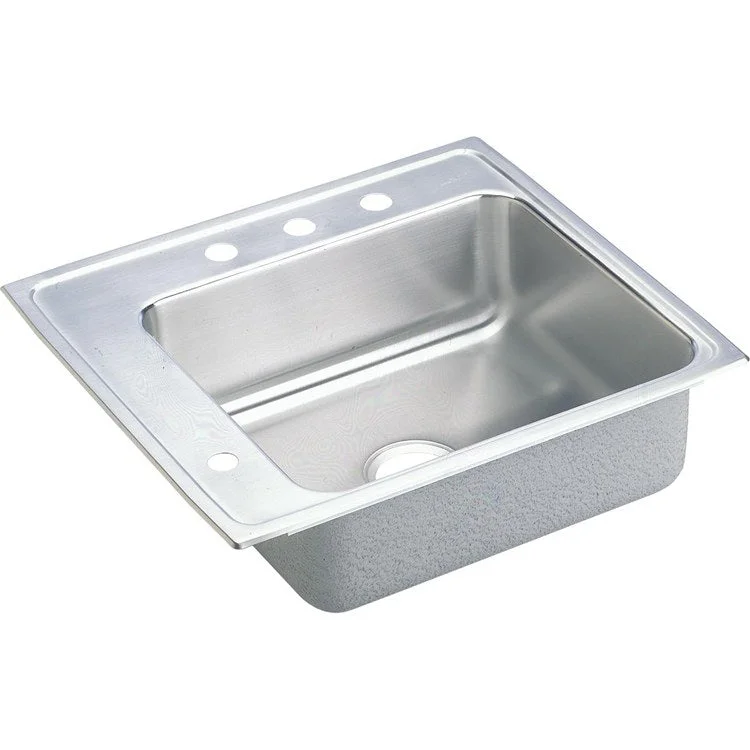 Classroom Sink Lustertone 25 x 22 Inch Single Bowl ADA 2LM Hole Lustrous Satin Drop-In Minimum Cabinet Size 30 Inch 5-1/2 Inch Quick Clip Mounting System 18 Gauge Bottom Pads Only Mounting Hardware Included for Up to 3/4IN Countertop