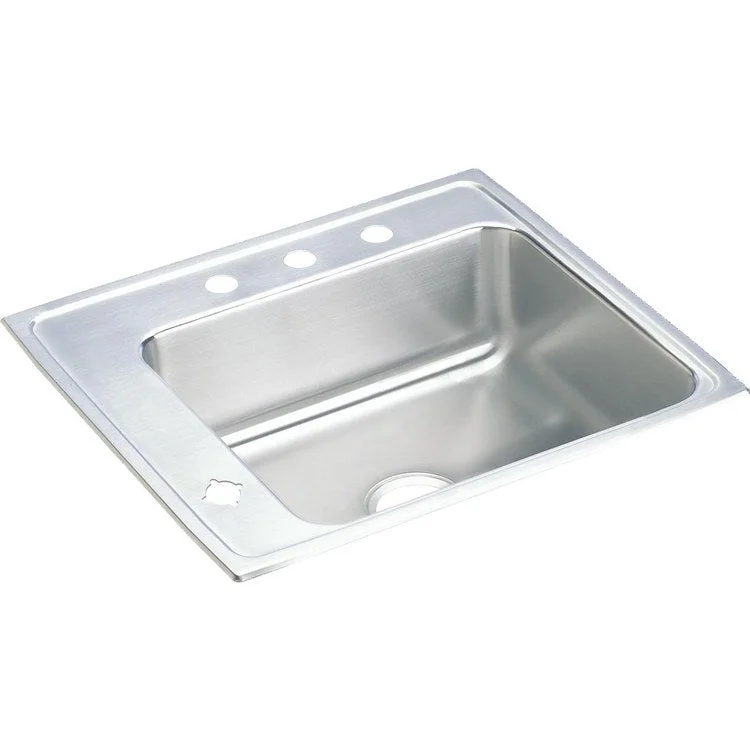 Classroom Sink Lustertone 25 x 22 Inch Single Bowl Left 2 Hole Lustrous Satin Drop-In Minimum Cabinet Size 30 Inch 7-5/8 Inch 18 Gauge Bottom Only Pads 64090012 Mounting Hardware Included for Countertops Up to 3/4IN