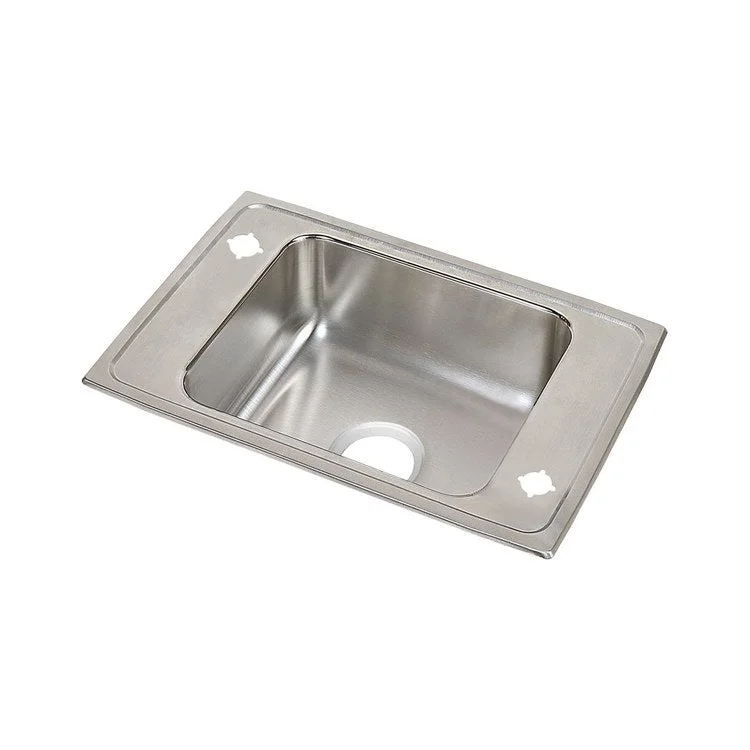 Classroom Sink Lustertone 31 x 19.5 Inch Single Bowl 2 Hole Lustrous Satin Drop-In Minimum Cabinet Size 36 Inch 7-5/8 Inch 18 Gauge Bottom Only Pads 64090014 Mounting Hardware Included for Countertops Up to 3/4IN