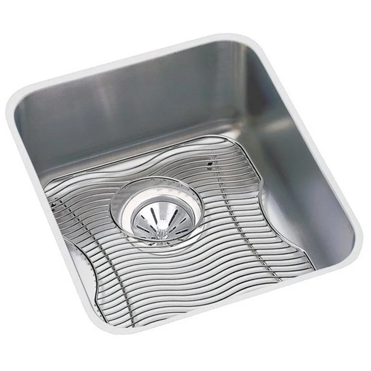 Kitchen Sink Lustertone Classic 16 x 18.5 Inch Single Bowl Kit Lustrous Satin Undermount Drain Location Rear Center