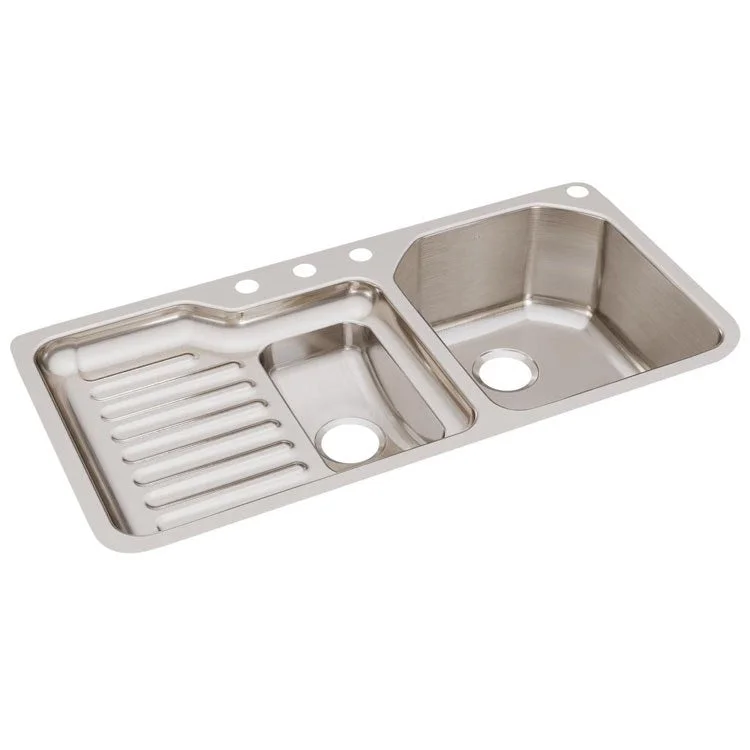 Kitchen Sink Lustertone Classic 41.5 x 20.5 Inch Double Bowl 60/40 with Rib Area Lustrous Highlighted Satin Undermount