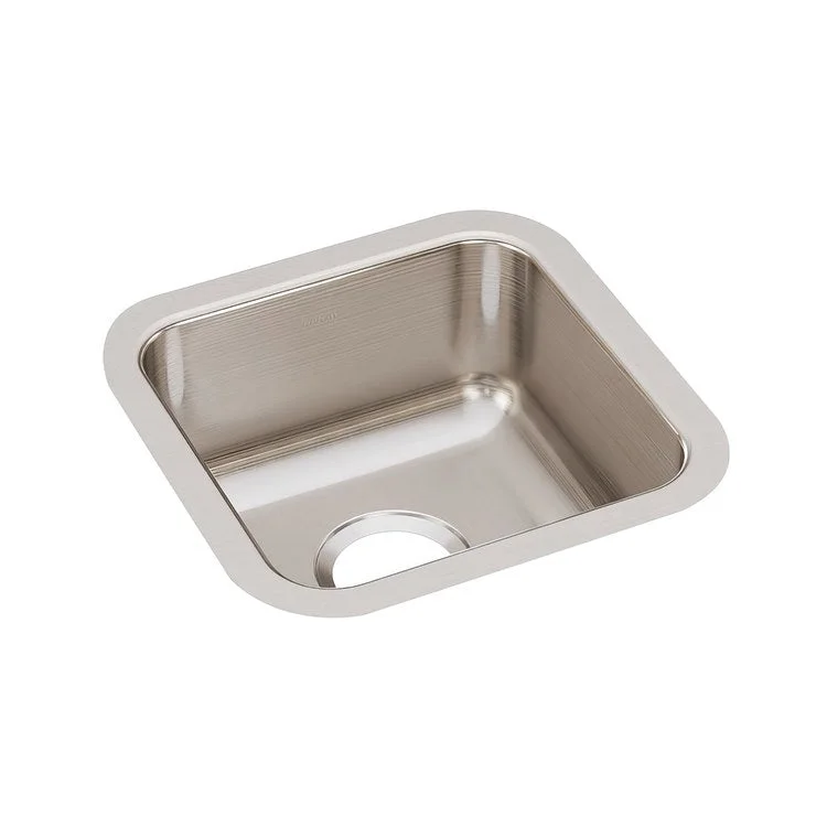 Kitchen Sink Lustertone 14.5 x 14.5 Inch Single Bowl ADA Lustrous Highlighted Satin Undermount Square Drain Location Rear Center Depth 4-7/8 Inch Full Spray Sides and Bottom