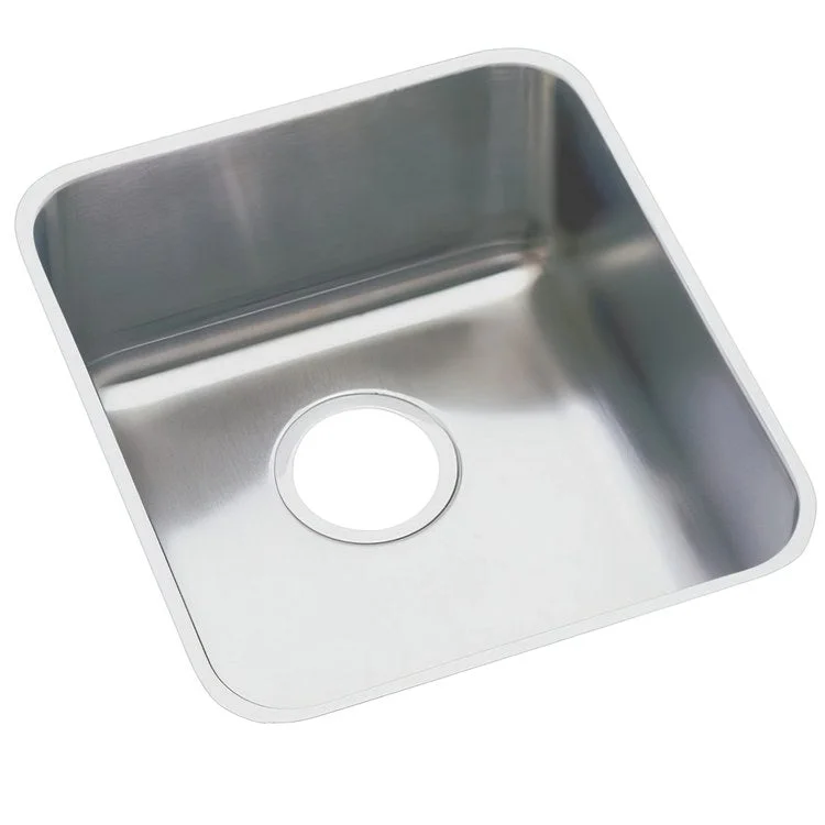 Kitchen Sink Lustertone Classic Gourmet 16 x 18.5 Inch Single Bowl ADA Lustrous Highlighted Satin Undermount Rectangle Drain Location Rear Center Depth 4-3/8 Inch Full Spray Sides and Bottom