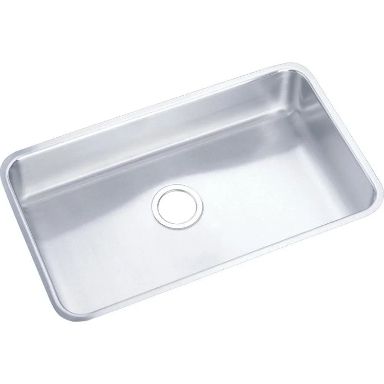 Kitchen Sink Lustertone Classic 30.5 x 18.5 Inch Single Bowl ADA Lustertone Undermount Rectangle Drain Location Rear Center Depth 4-3/8 Inch Bottom Only Pads