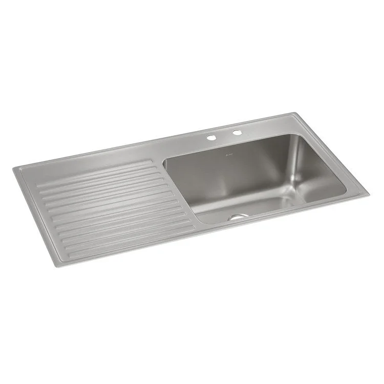 Kitchen Sink Lustertone Classic 43 x 22 Inch Single Bowl with Left Drainboard 2 Hole Lustrous Satin Drop-In 10 Inch