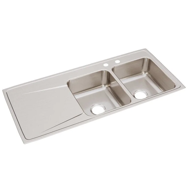 Kitchen Sink Lustertone Classic 48 x 22 Inch Double Bowl Equal with Left Drainboard MR2 Hole Lustrous Satin Drop-In