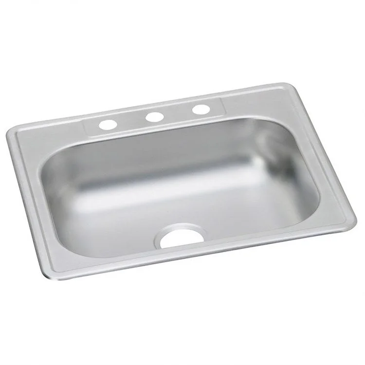 Kitchen Sink Dayton 25 x 22 Inch Single Bowl 3 Hole ADA Satin Top Mount Rectangle Drain Location Center Depth 6 Inch Bottom Only Spray