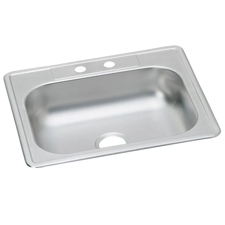 Kitchen Sink Dayton 25 x 22 Inch Single Bowl 2 Hole ADA Satin Top Mount Rectangle Drain Location Center Depth 6 Inch Multiple of 50 Bottom Only Spray