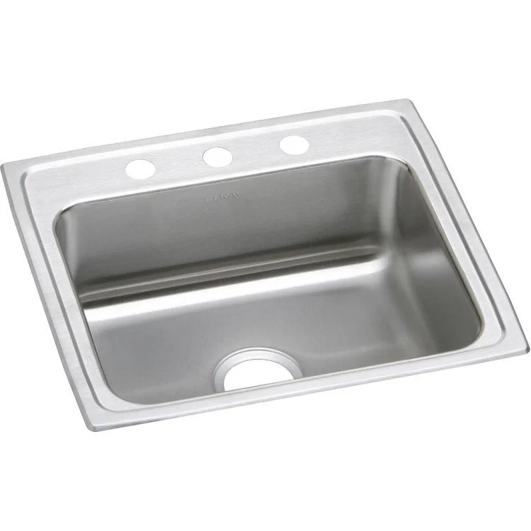 Lustertone Classic 22" Single Bowl Stainless Steel Drop-In Kitchen Sink with 3 Holes