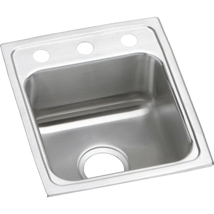 Kitchen Sink Lustertone Classic 13 x 16 Inch Single Bowl 3 Hole ADA Lustrous Satin Drop-In Square Drain Location Center Depth 5-1/2 Inch Bottom Only Pads