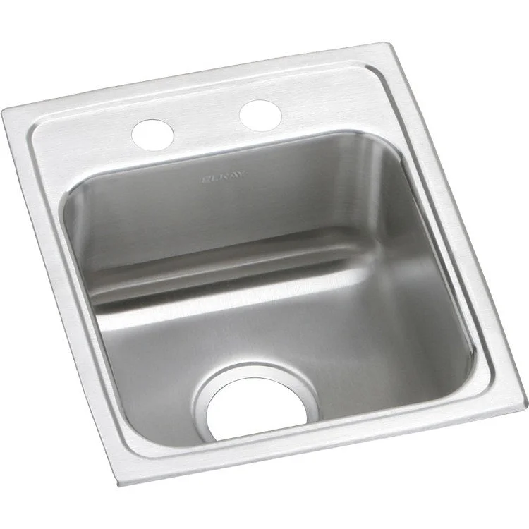 Kitchen Sink Lustertone Classic 15 x 17.5 Inch Single Bowl 2 Hole ADA Lustrous Satin Drop-In Square Drain Location Center Depth 6-1/2 Inch Bottom Only Pads