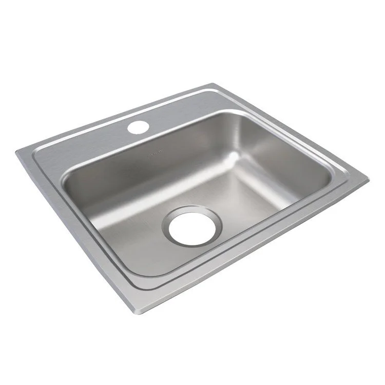 Lustertone Classic 19" Single Bowl ADA Stainless Steel Drop-In Kitchen Sink with 2 Holes