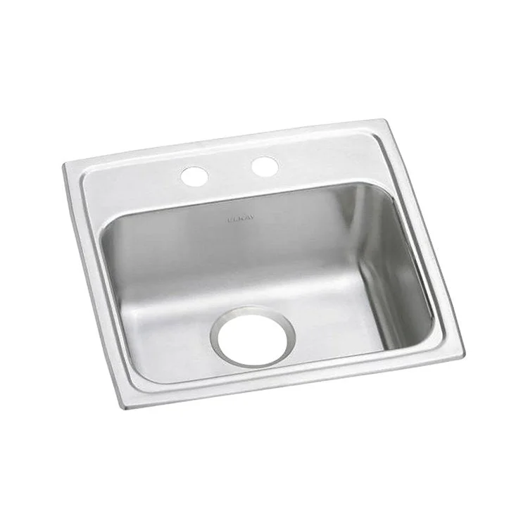 Kitchen Sink Lustertone Classic 19 x 18 Inch Single Bowl 2 Hole ADA Lustrous Satin Drop-In Rectangle Drain Location Rear Center Depth 6-1/2 Inch Bottom Only Pads