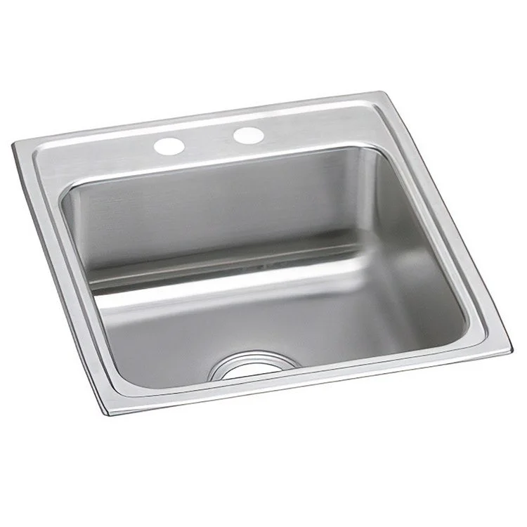 Kitchen Sink Lustertone Classic 19.5 x 22 Inch Single Bowl 2 Hole ADA Lustrous Satin Drop-In Rectangle Drain Location Rear Center Depth 5 Inch Bottom Only Pads