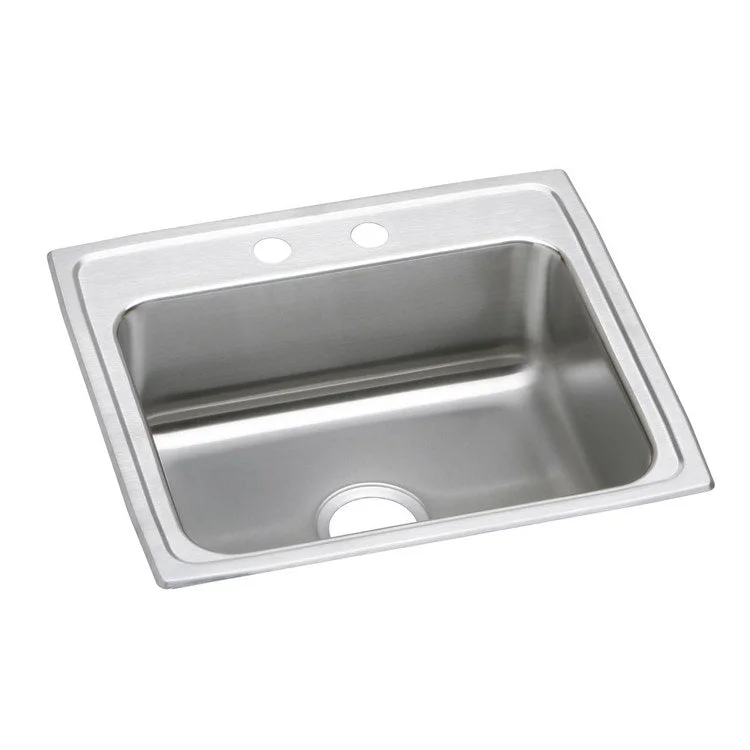 Kitchen Sink Lustertone Classic 22 x 19.5 Inch Single Bowl ADA Lustrous Satin Drop-In Rectangle Drain Location Rear Center Depth 4 Inch Bottom Only Pads