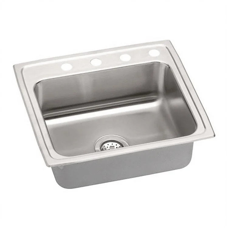 Lustertone Classic 22" Single Bowl ADA Stainless Steel Drop-In Kitchen Sink with 2 Holes