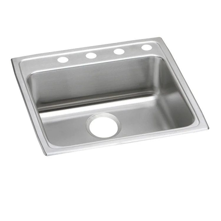 Kitchen Sink Lustertone Classic 22 x 22 Inch Single Bowl ADA Lustrous Highlighted Satin Top Mount Rectangle Drain Location Rear Center Depth 5 Inch Full Spray Sides and Bottom